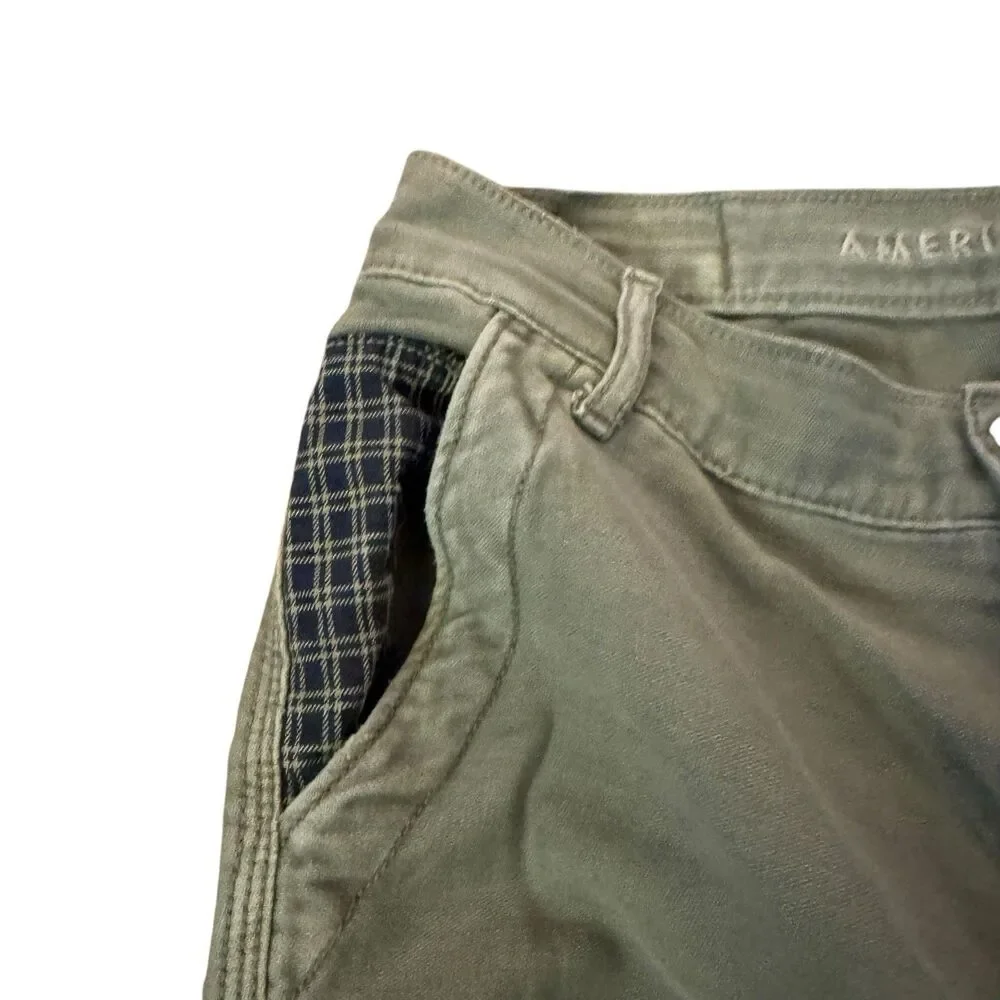 American Eagle Carpenter Patchwork‎ Stretch Utility Pants Womens Size 0 Green